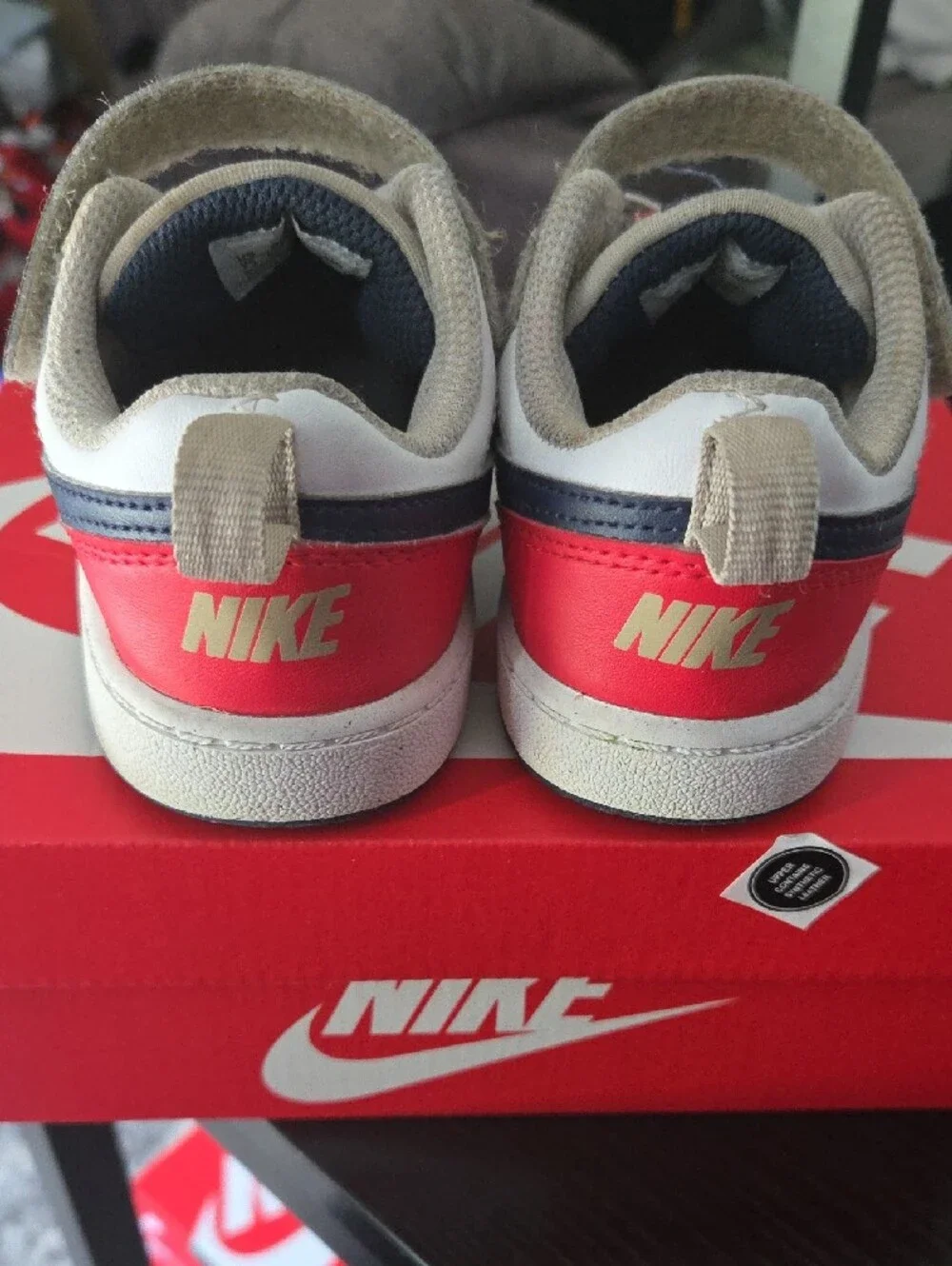 Nike Kids White Blue Navy Red Low-Top Court Sneaker
